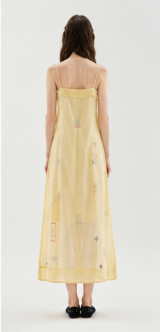 Light yellow spaghetti strap dress