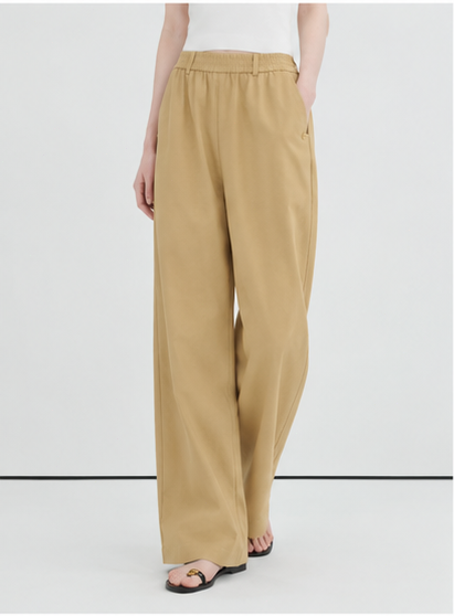 Khaki loose-fitting straight-leg wide-leg casual pants